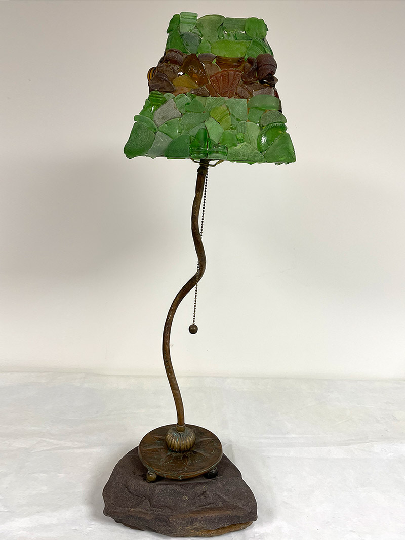 Rock & Copper Sea Glass Lamp